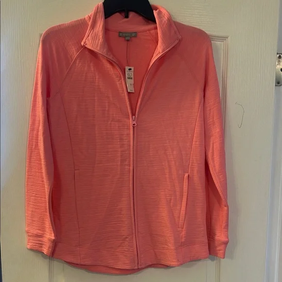 T by Talbots baby pink full zip ladies active jacket size Small athleisure New - Picture 2 of 6